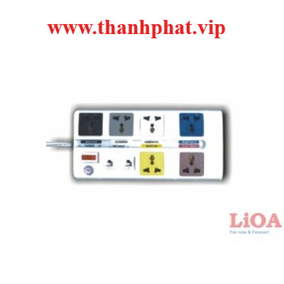 Ổ cắm kéo dài đa năng trung tâm có mạch chống sét đường thông tin 6 ổ màu trắng