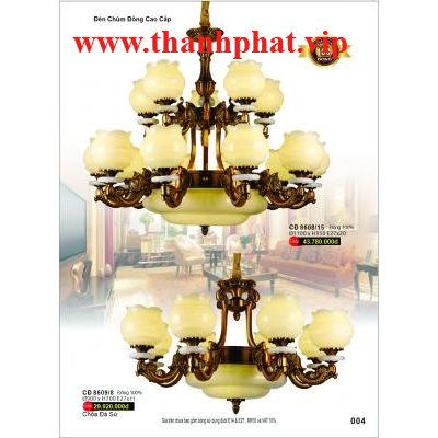 Đèn Chùm Đồng Chóa Đá Sứ