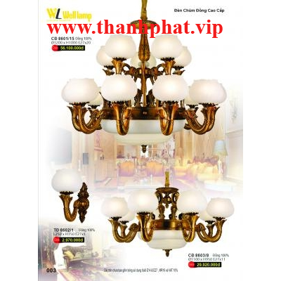 Đèn Chùm Đồng 8601/15 - 8602/1 - 8603/8
