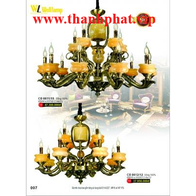 Đèn Chùm Đồng Cao Cấp 8611/15 - 8612/12
