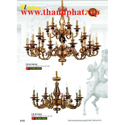 Đèn Chùm Đồng Cao Cấp CĐ 9154/8 - 9158/24
