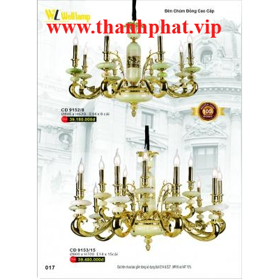 Đèn Chùm Đồng Cao Cấp CĐ 9152/8 - 9153/15