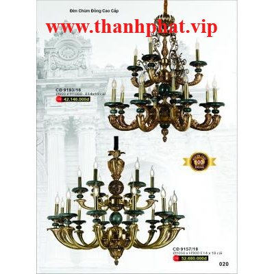 Đèn Chùm Đồng Cao Cấp CĐ 9193/16 - 9157/18