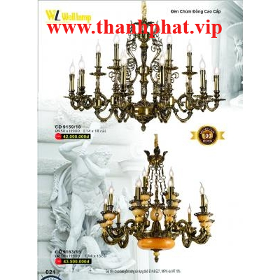 Đèn Chùm Đồng Cao Cấp CĐ 9159/18 - 9163/15