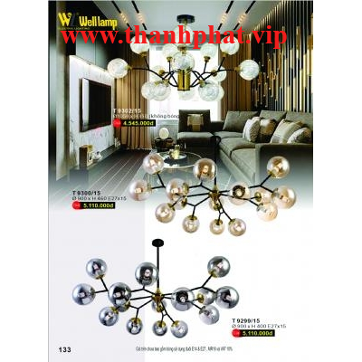 Đèn Thả Hiện Đại Cao Cấp T 9302/15 - 9300/15 - 9229/15