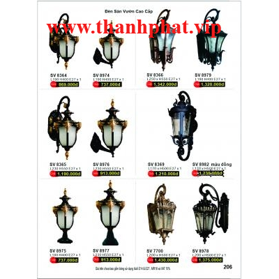 Đèn Tường Sân Vườn Cao Cấp SV 8364-8365-8366