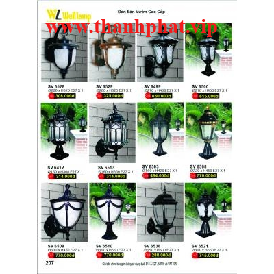 Đèn Tường Sân Vườn Cao Cấp SV 6499-6500-6528-6529