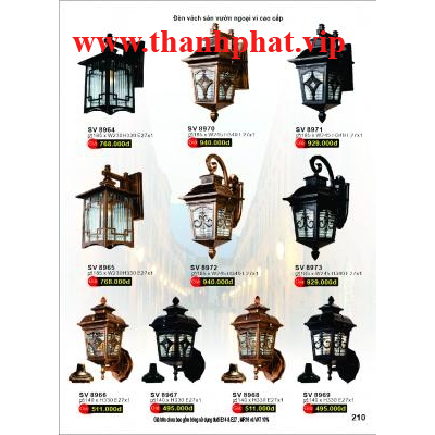 Đèn Tường Sân Vườn Cao Cấp SV 8964-8965-8966-8967