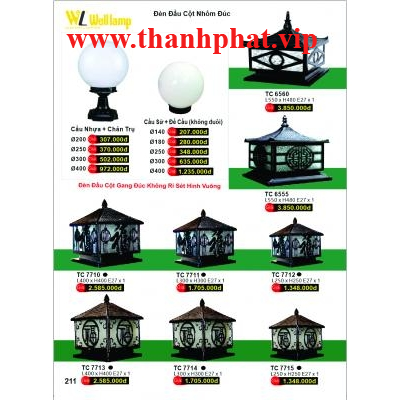 Đèn Đầu Cột Nhôm Đúc TC 7110-7111-7112-7113-7114-7115