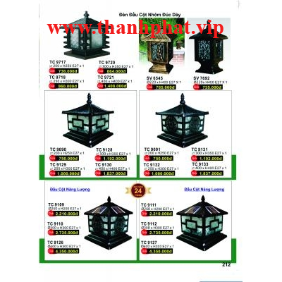 Đèn Đầu Cột Nhôm Đúc TC 9109-9110-9111-9112
