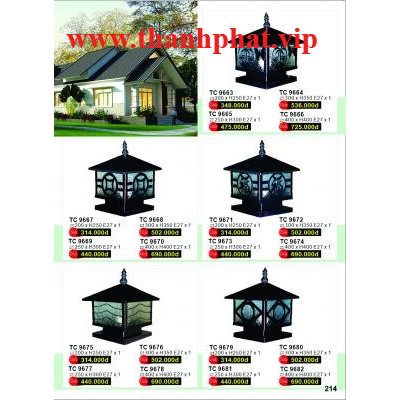 Đèn Đầu Cột Nhôm Đúc TC 9663-9664-9665-9666