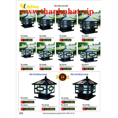 Đèn Đầu Cột Sắt TC 6564-6565-6566-6567